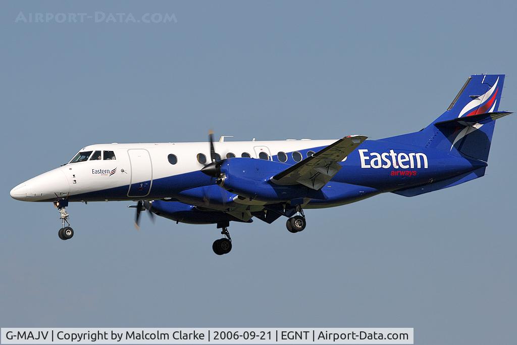 G-MAJV, 1995 British Aerospace Jetstream 41 C/N 41074, British Aerospace Jetstream 4102 on approach to Rwy 25 at Newcastle Airport.