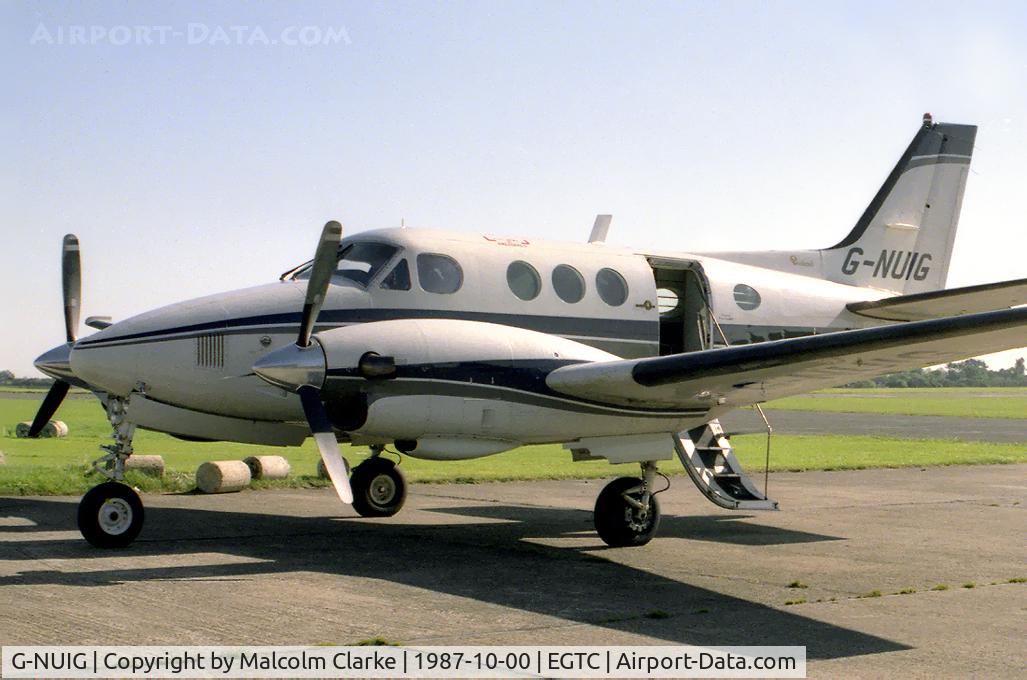 G-NUIG, 1982 Beech C90-1 King Air C/N LJ-1035, Beech C90. Owned by Norwich Union Fire Insurance Soc and previous ID G-BKIP. At Cranfield Airfield, Beds, UK.