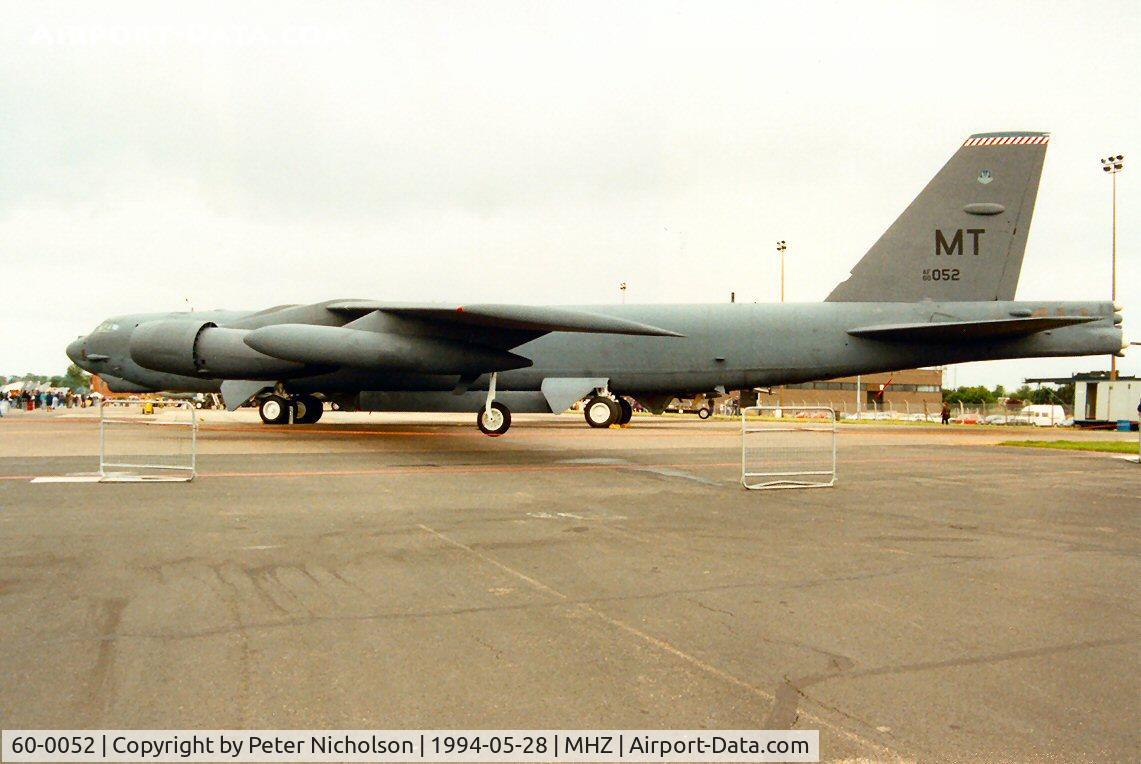 60-0052, 1960 Boeing B-52H Stratofortress C/N 464417, B-52H Stratofrtoress of 23rd Bomb Squadron/5th Bombardment Wing in the static park of the 1994 Mildenhall Air Fete.