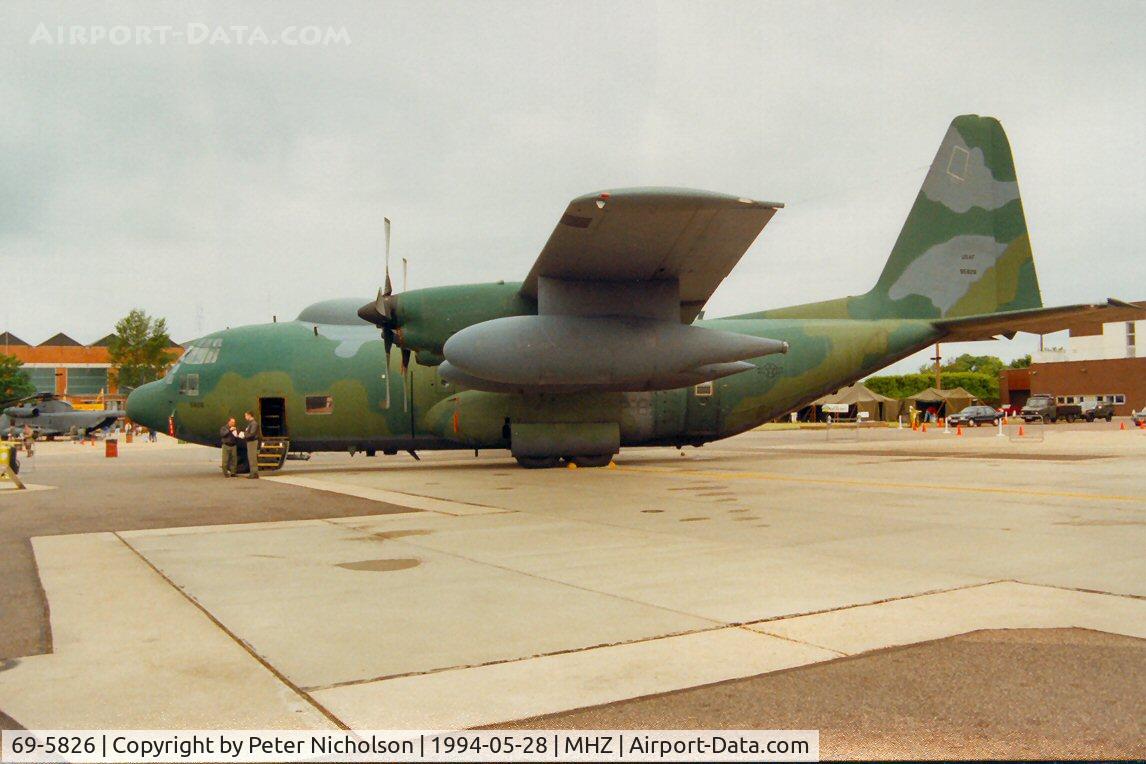 69-5826, 1969 Lockheed HC-130N Hercules C/N 382-4375, HC-130N Hercules of 67th Special Operations Squadron on display at the 1994 Mildenhall Air Fete.