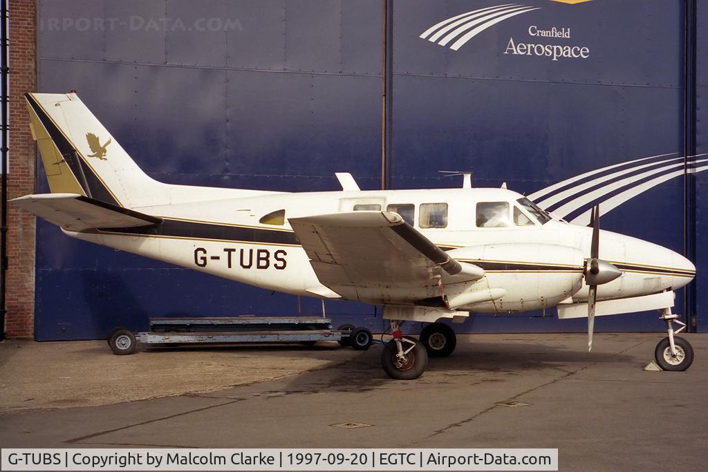 G-TUBS, 1963 Beech 65-80 Queen Air C/N LD-116, Beech 65-80. Previously G-ASKM - now listed as destroyed. Seen here at Cranfield Airfield, Beds, UK.