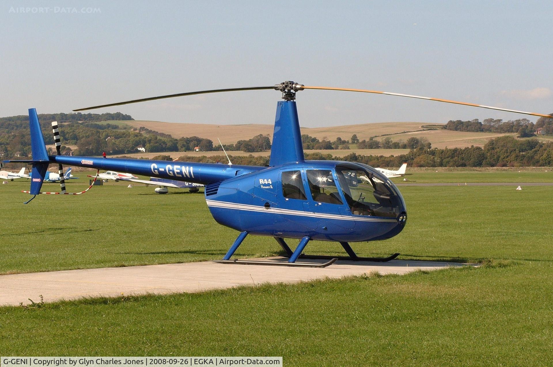 G-GENI, 2006 Robinson R44 Raven II C/N 11396, In November 2010 exported to Spain as EC-LJJ. Owned by G-GENI LLP.