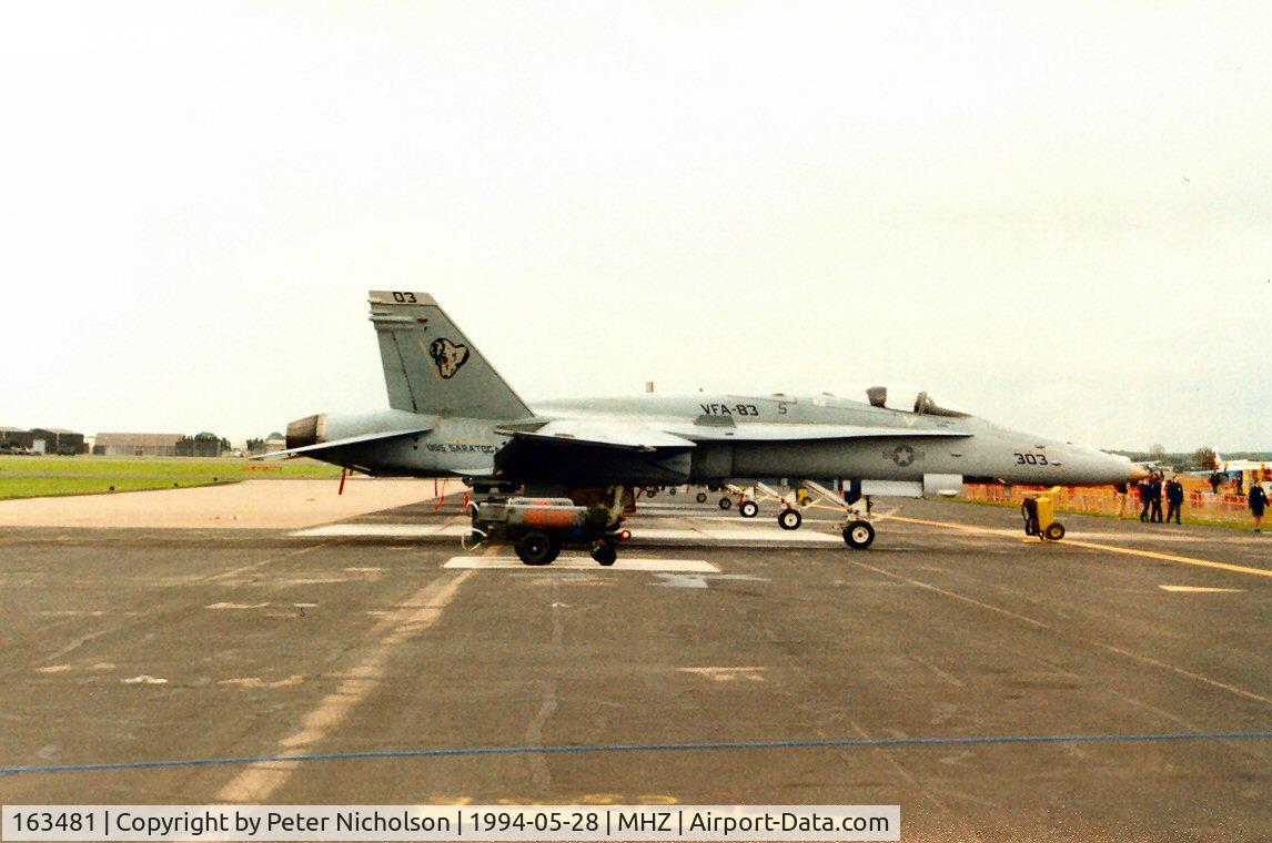 163481, 1988 McDonnell Douglas F/A-18C Hornet C/N 712/C041, F/A-18C Hornet of Attack Squadron VFA-83 at the 1994 Mildenhall Air Fete.