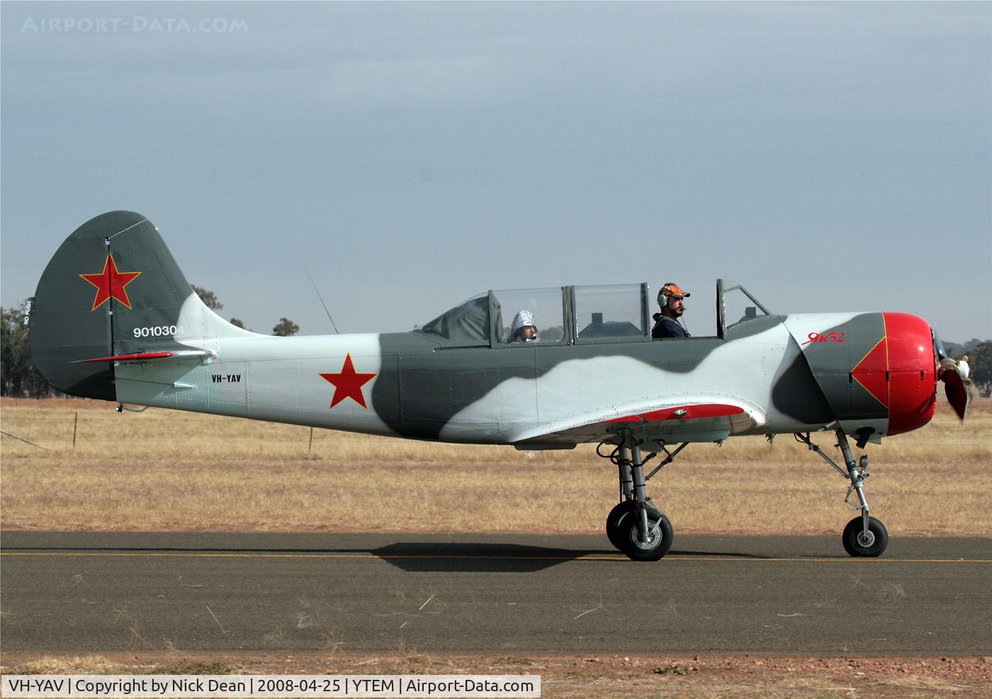 VH-YAV, 1990 Yakovlev Yak-52 C/N 9010304, YTEM