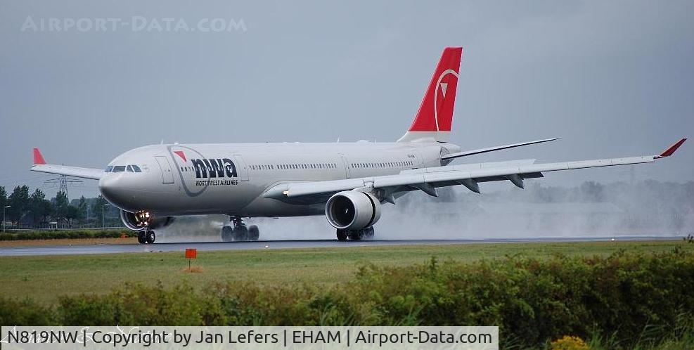 N819NW, 2007 Airbus A330-323 C/N 858, North West Airlines