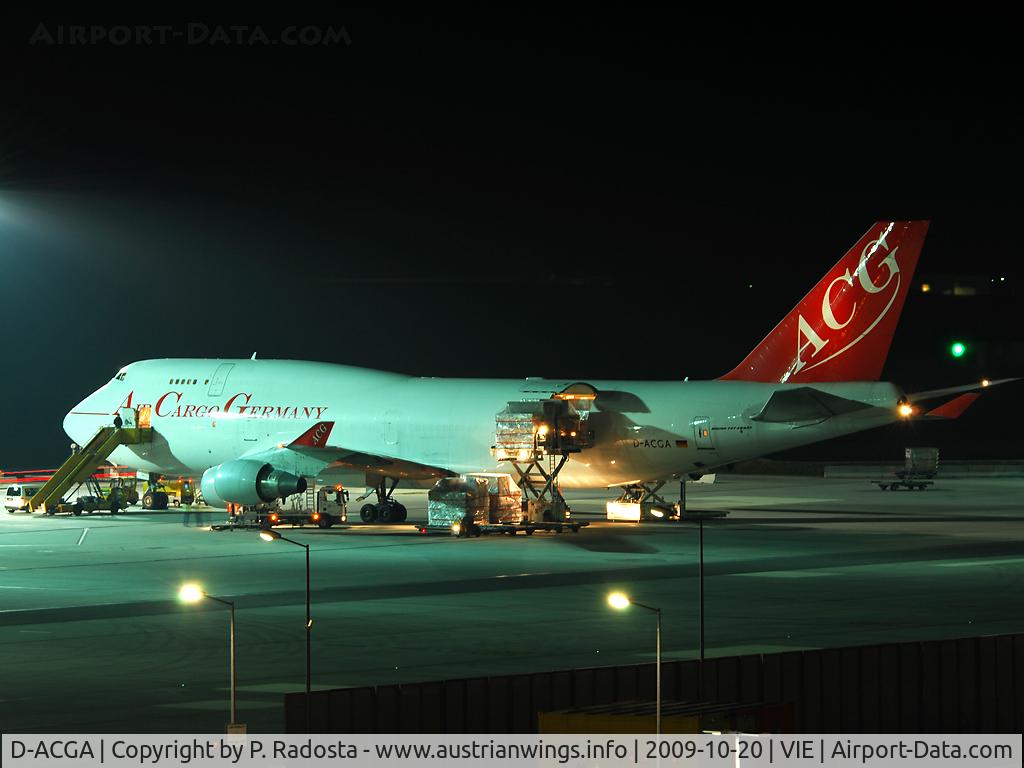D-ACGA, 1991 Boeing 747-409SF C/N 24311, First landing in VIE probably in Austria of Air Cargo Germany