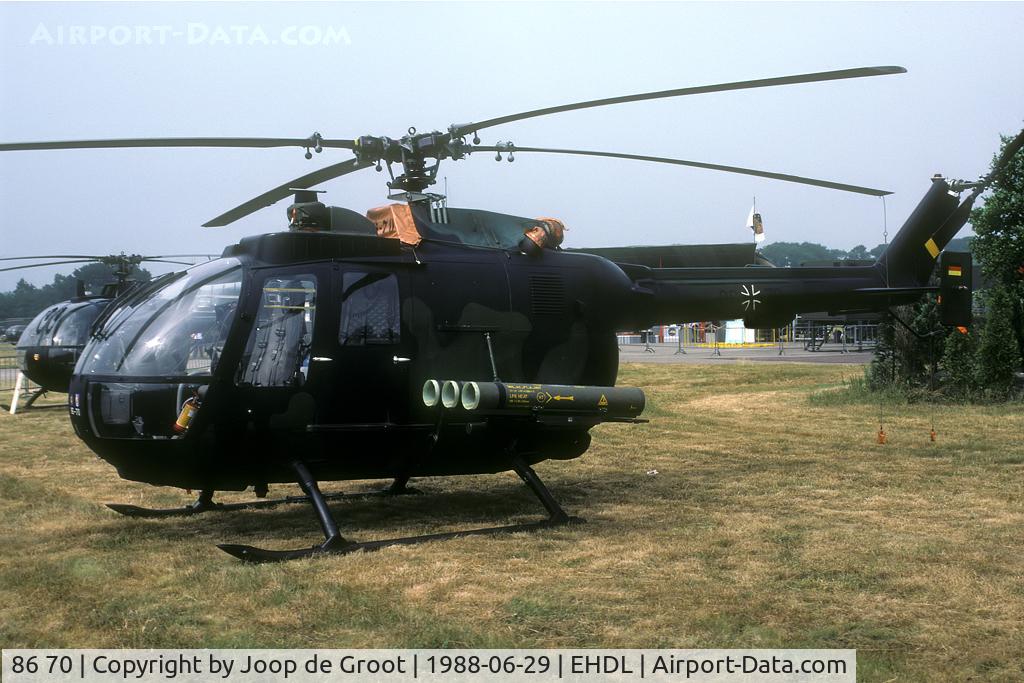 86 70, MBB Bo.105M C/N 6070, Seen on the static of the KLu75 airshow at Deelen.