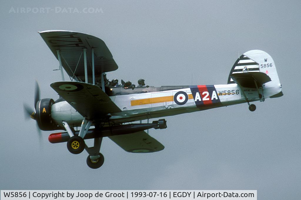 W5856, 1941 Fairey Swordfish Mk.II C/N B3593 Unconfirmed, In 1993 the RNHF received this second Swordfish. It was restored by BAe.