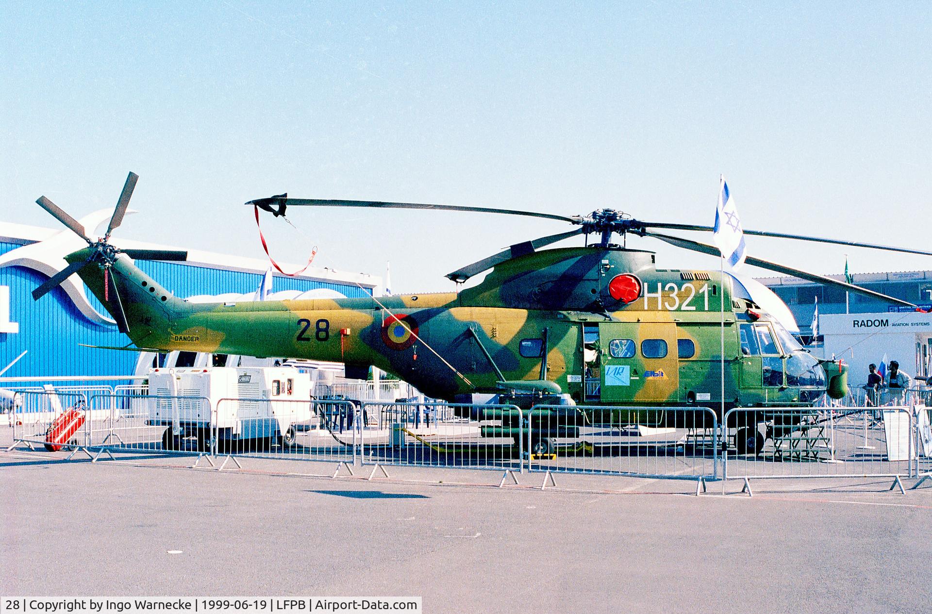 28, IAR IAR-330L Puma SOCAT C/N 40, IAR 330L Socat of the Romanian Air Force at the Aerosalon 1999, Paris