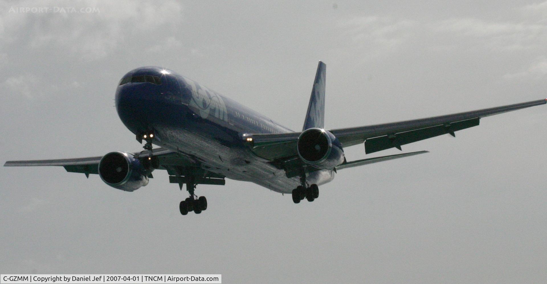 C-GZMM, 1993 Boeing 767-328/ER C/N 27136, Landing at TNCM
