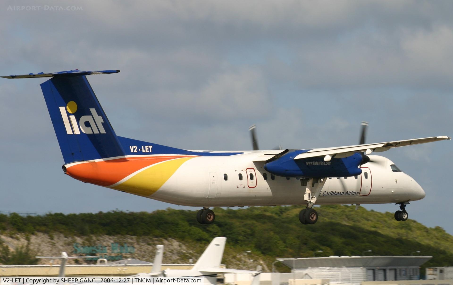 V2-LET, 1995 De Havilland Canada DHC-8-311B Dash 8 C/N 416, landing at tncm