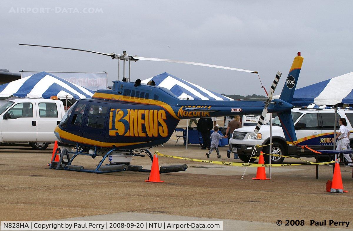 N828HA, 1980 Bell 206B JetRanger C/N 3183, WVEC's helo coloring up the dreary ramp