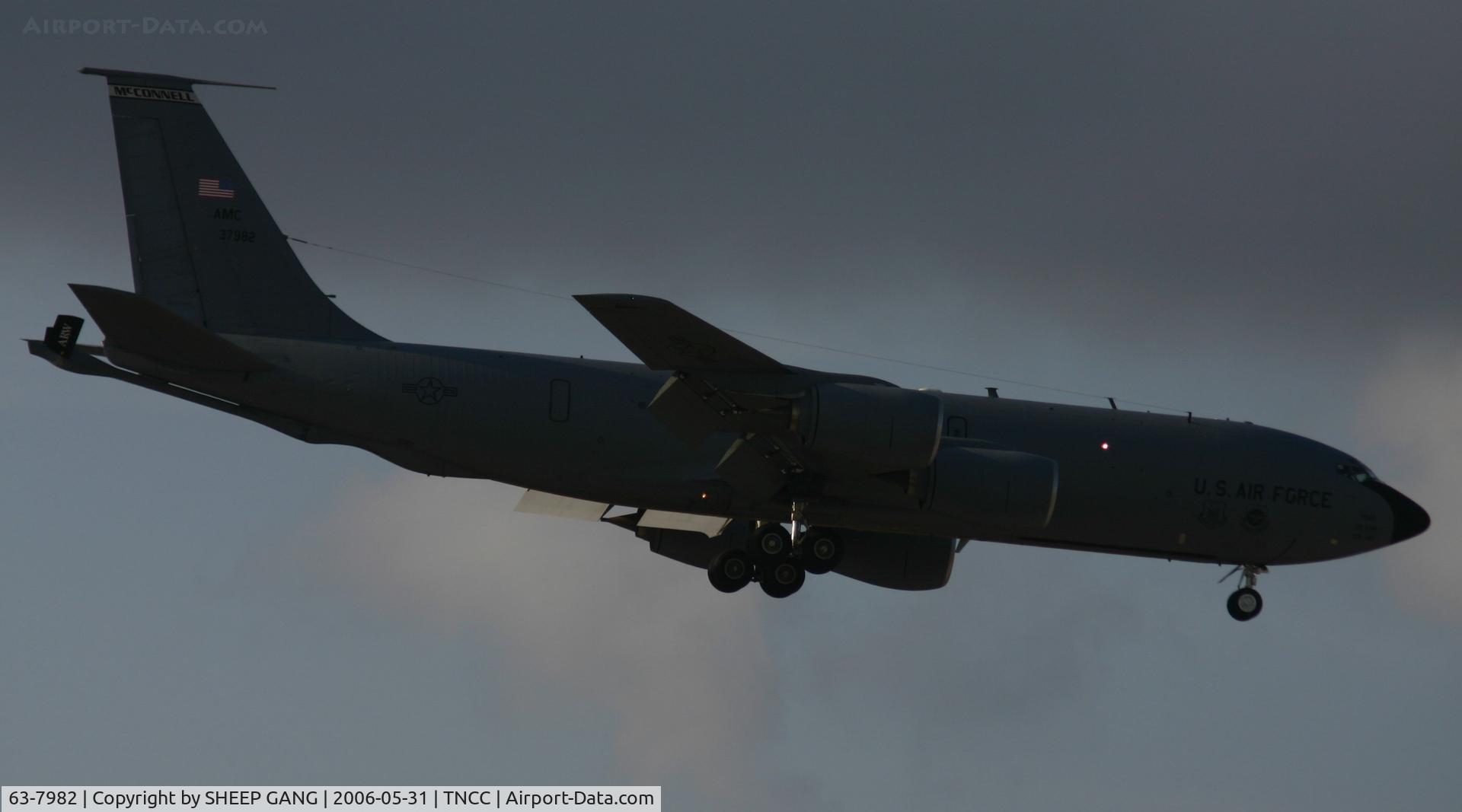 63-7982, 1963 Boeing KC-135R Stratotanker C/N 18599, Making a late afternoon landing at TNCC