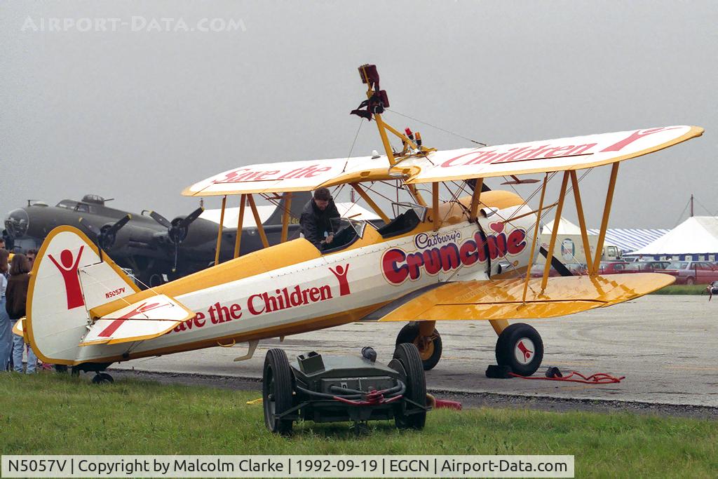 N5057V, 1942 Boeing A75N1(PT17) C/N 75-5598, Boeing A75N1. The 'Crunchie' wing walking aircraft prepares for her performance at RAF Finningley Air Show in 1992