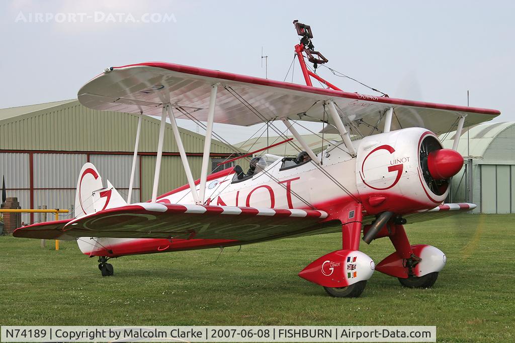 N74189, 1941 Boeing PT-17/R985 Kaydet (A75N1) C/N 75-717, Boeing PT-17 Kaydet at Fishburn Airfield, UK in 2007.