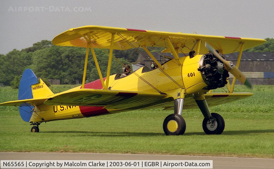 N65565, 1943 Boeing N2S-3 Kaydet (B75N1) C/N 75-7463, Boeing B75N1 at Breighton Airfield, North Yorks, UK.