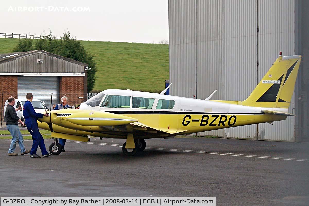 G-BZRO, 1969 Piper PA-30 Twin Comanche Twin Comanche C/N 30-1923, Piper PA-30-160 Twn Comanche C [30-1923] Staveton~G 14/03/2008. Seen at its home base.