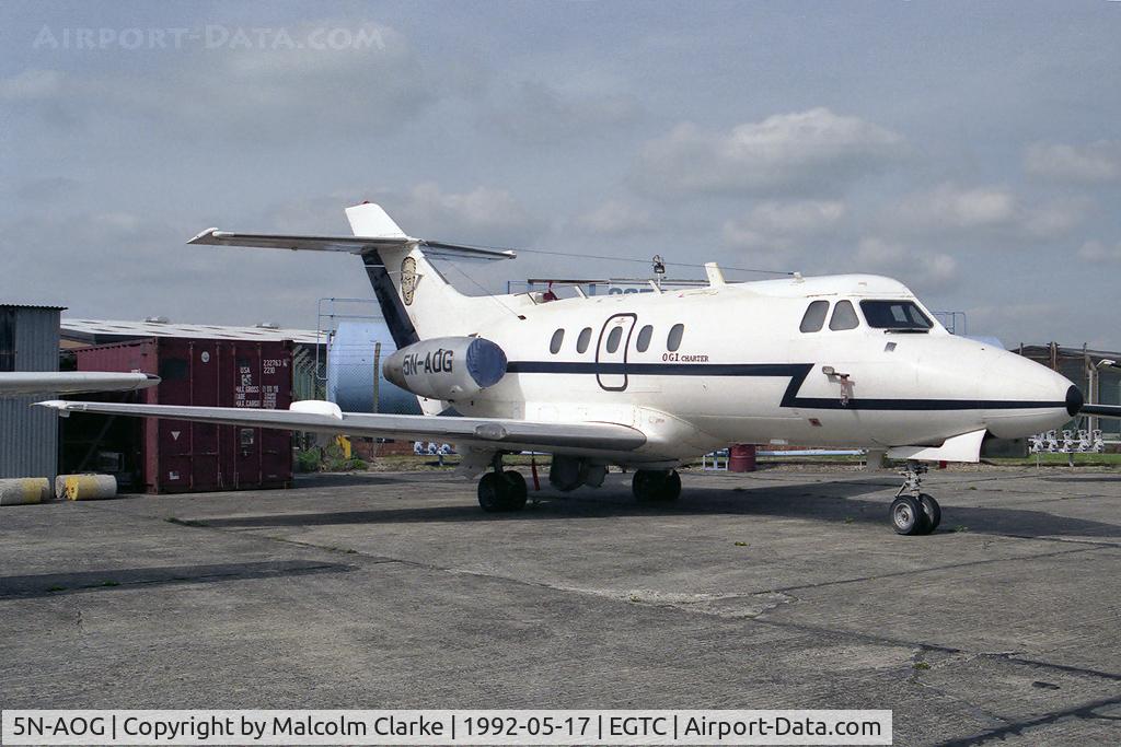5N-AOG, 1968 Hawker Siddeley HS.125 Series 3B/RA C/N 25143, British Aerospace BAe 125-600 at Cranfield Airfield, Beds, UK in 1992.