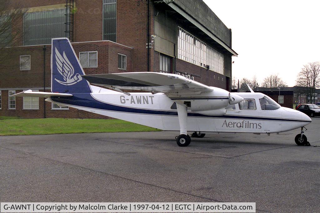 G-AWNT, 1968 Britten-Norman BN-2A Islander C/N 32, Britten-Norman Ltd BN2A Islander at Cranfield Airfield, Beds, UK.