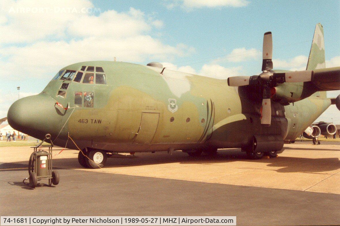 74-1681, 1974 Lockheed C-130H Hercules C/N 382-4654, C-130H Hercules of 463rd Tactical Airlift Wing on display at the 1989 Mildenhall Air Fete.