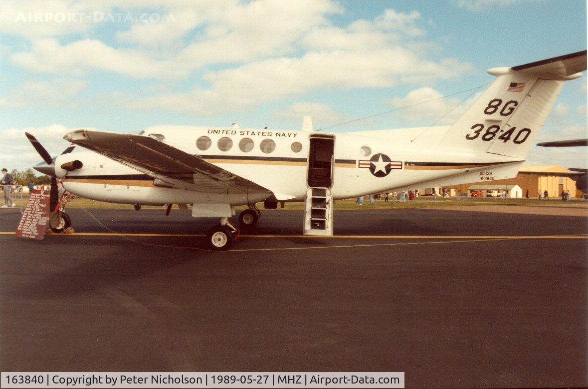 163840, 1987 Beech UC-12M Huron C/N BV-5, The Mildenhall Naval Air Facility's UC-12M Huron was on display at the 1989 Mildenhall Air Fete.