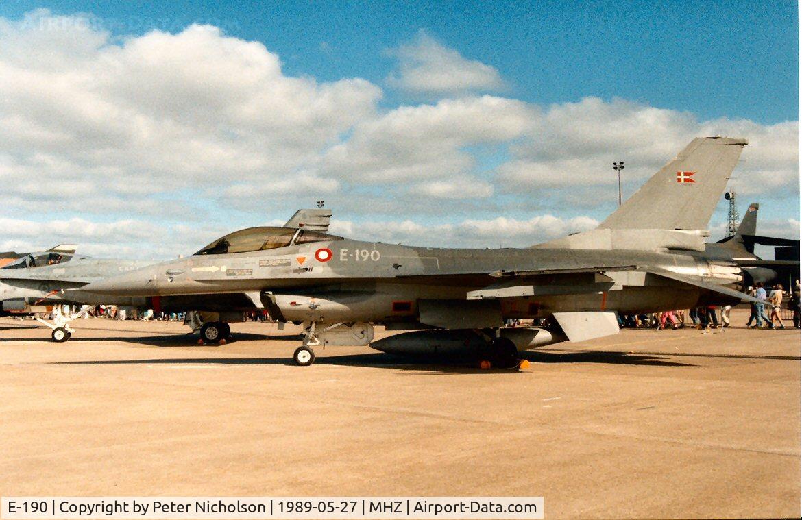 E-190, 1978 SABCA F-16A Fighting Falcon C/N 6F-17, F-16A Falcon of Esk 723 Royal Danish Air Force at the 1989 Mildenhall Air Fete.