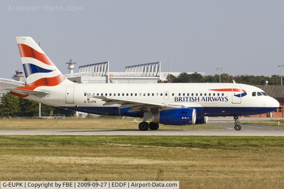 G-EUPK, 2000 Airbus A319-131 C/N 1236, departing EDDF via RW18W