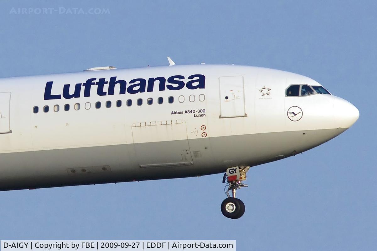 D-AIGY, 2000 Airbus A340-313 C/N 335, close up during the approach
