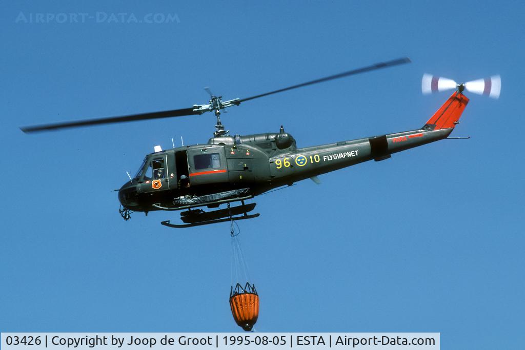 03426, Agusta Hkp3C (AB-204B) C/N 3009, Fire fighting demo during the Angelholm airshow.