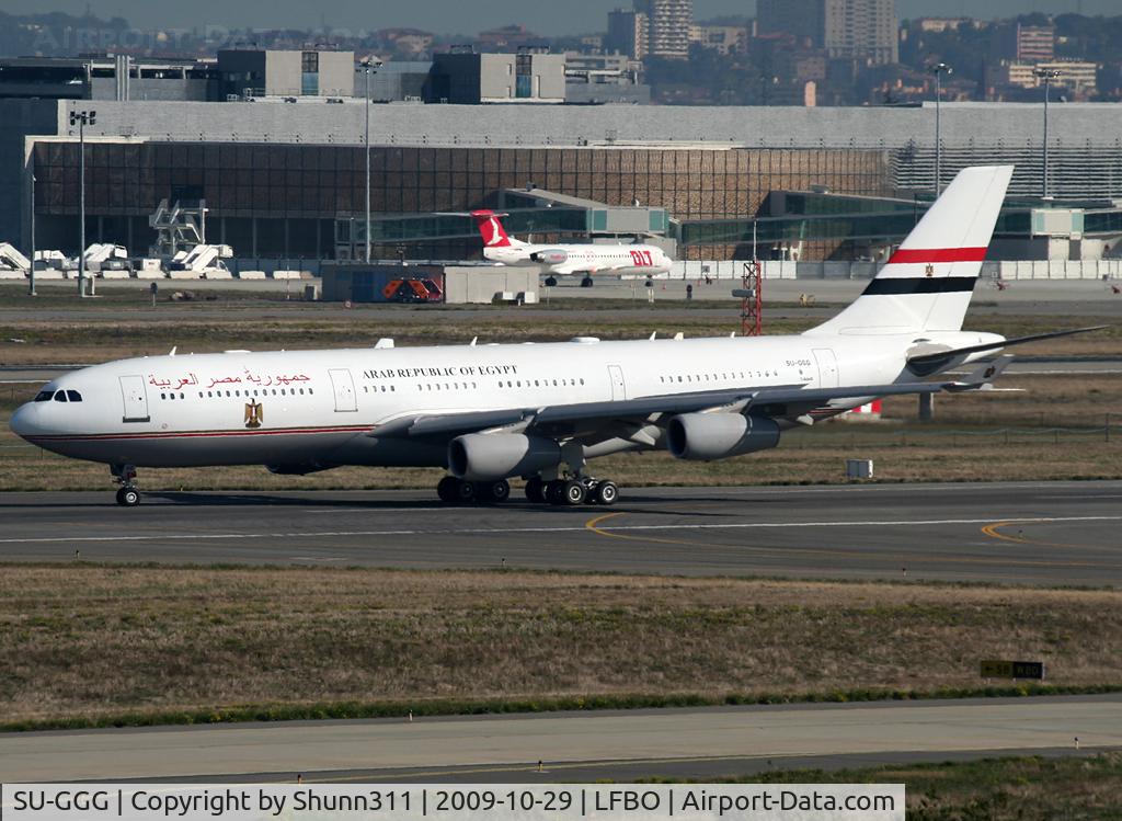 SU-GGG, 1995 Airbus A340-212 C/N 061, Arriving from flight to Airbus factory for modifications...