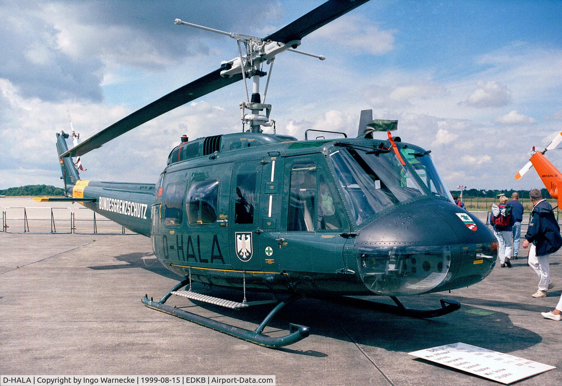 D-HALA, Bell (Dornier) UH-1D Iroquois (205) C/N 8051, Bell (licence built by Dornier) UH-1D of the Bundesgrenzschutz at the Bonn-Hangelar 90-year jubilee-airshow