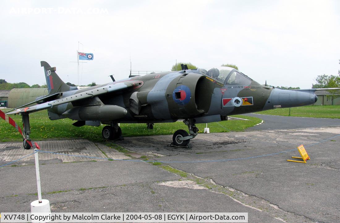XV748, 1969 Hawker Siddeley Harrier GR.3 C/N 712011, Hawker Siddeley Harrier GR3. At the Yorkshire Air Museum, Elvington, N. Yorks, UK in 2004.