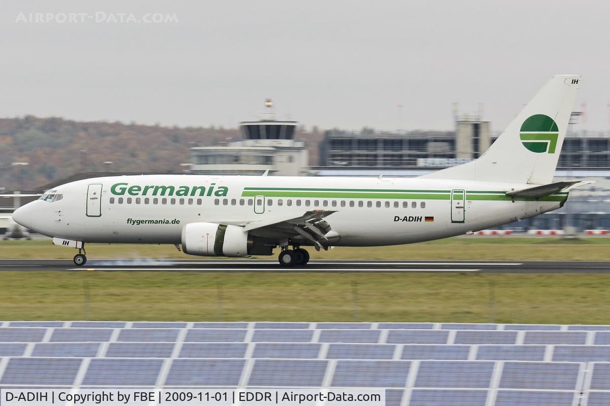 D-ADIH, 1988 Boeing 737-3Y0 C/N 23921, nose wheel touches down while decelarating RW27