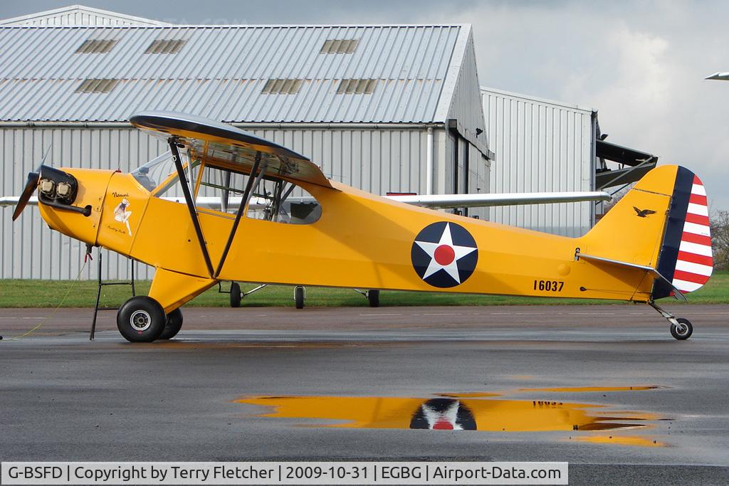 G-BSFD, 1946 Piper J3C-65 Cub Cub C/N 16037, 1946 Piper J3C-65 at Leicester on the All Hallows Day Fly-in