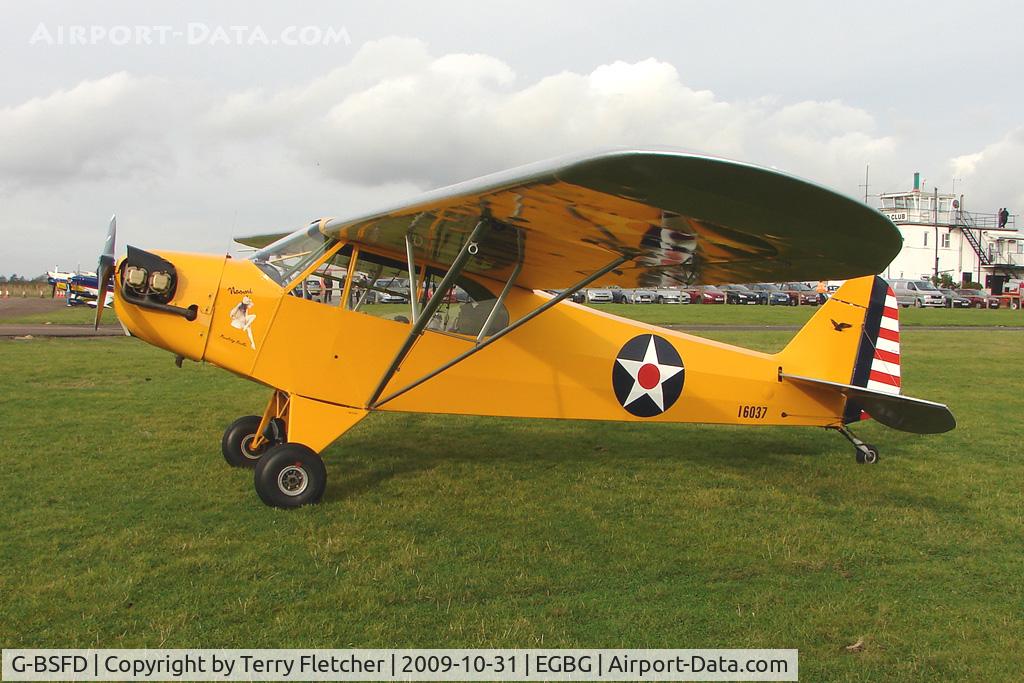 G-BSFD, 1946 Piper J3C-65 Cub Cub C/N 16037, 1946 Piper J3C-65 at Leicester on the All Hallows Day Fly-in