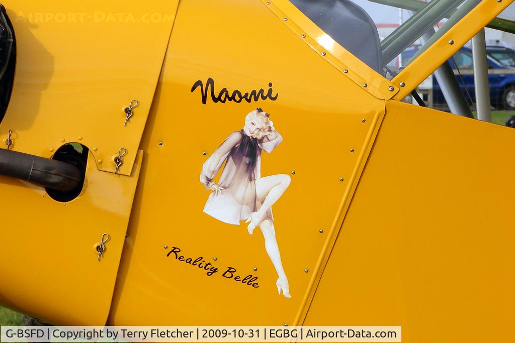 G-BSFD, 1946 Piper J3C-65 Cub Cub C/N 16037, Nose art on 1946 Piper J3C-65 at Leicester on the All Hallows Day Fly-in
