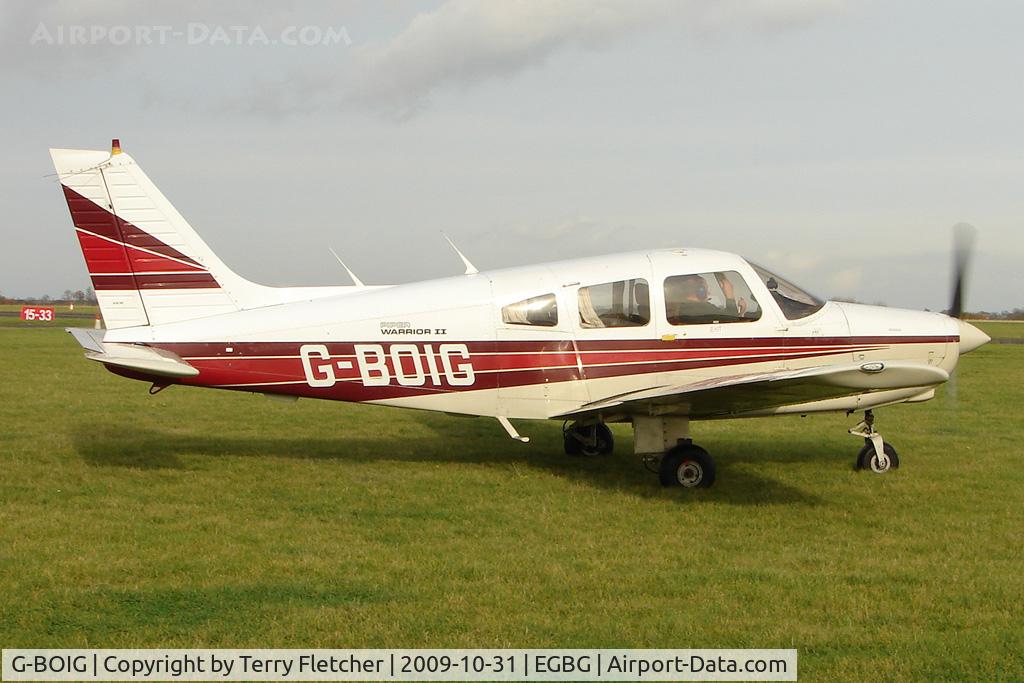 G-BOIG, 1985 Piper PA-28-161 Cherokee Warrior II C/N 28-8516027, Pa-28-161 at Leicester on the All Hallows Day Fly-in