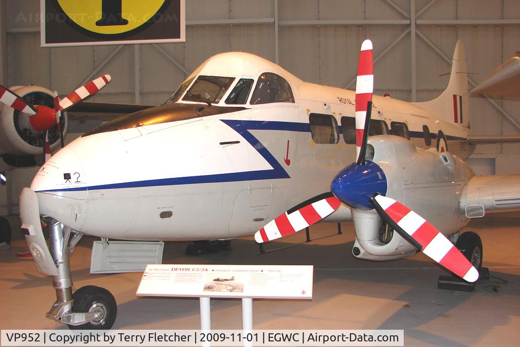 VP952, De Havilland DH-104 Devon C.2 C/N 04048, exhibited at the RAF Museum at Cosford