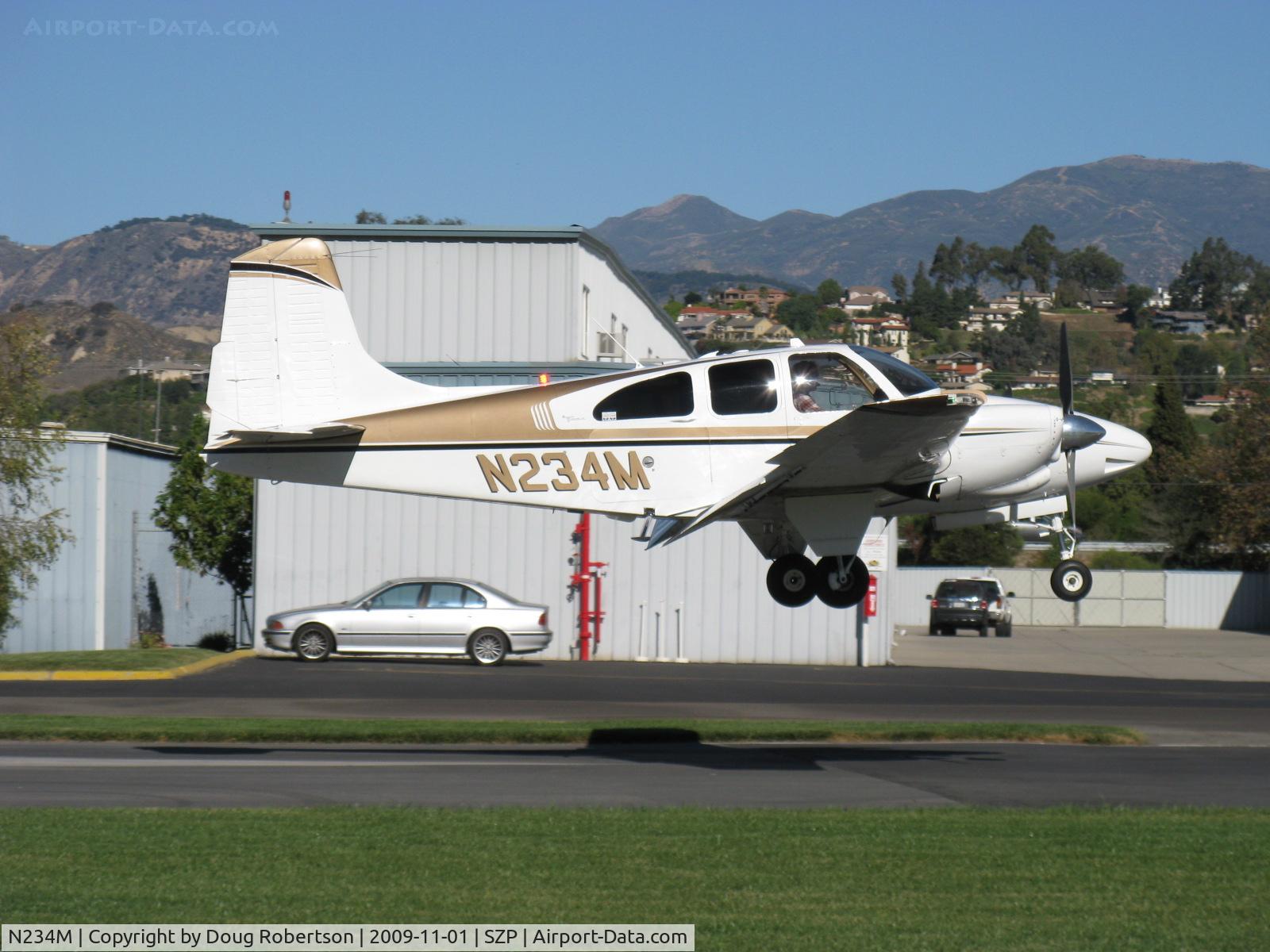 N234M, 1963 Beech D95A Travel Air C/N TD-560, 1963 Beech D95A TRAVEL AIR, two Lycoming IO-360-B1A 180 Hp each, landing Rwy 04