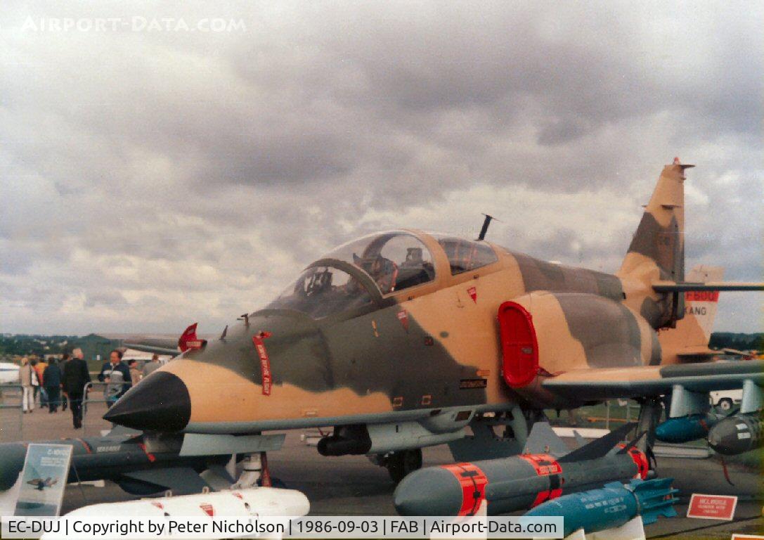 EC-DUJ, CASA 101CC Aviojet C/N 098, CASA 101CC Aviojet on display at the 1986 Farnborough Airshow.