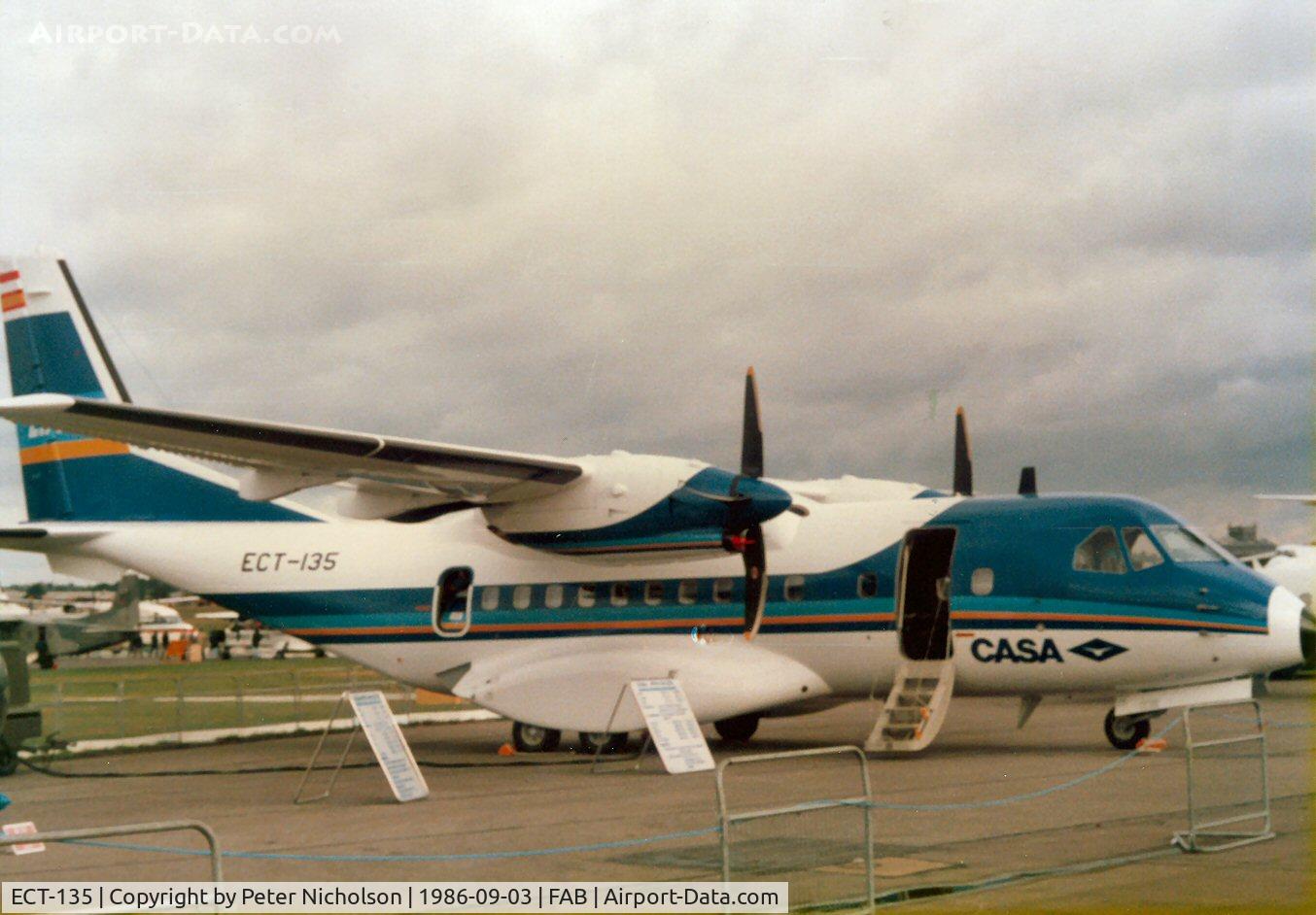 ECT-135, 1986 Airtech CN-235-1 C/N 001, CASA CN-235 on display at the 1986 Farnborough Airshow.