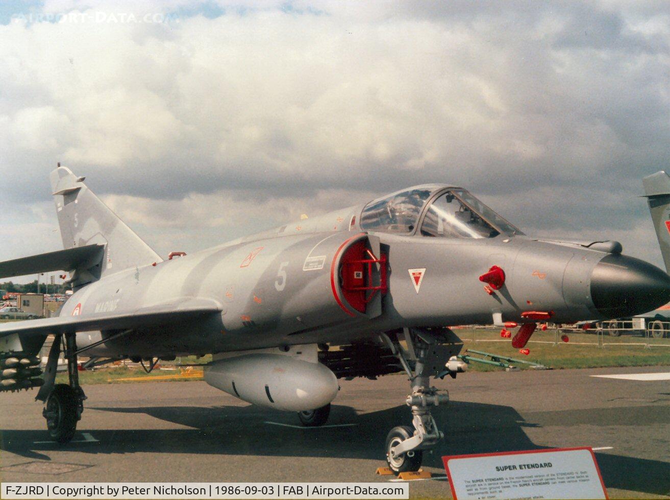 F-ZJRD, Dassault Super Etendard C/N 5, Super Etendard serial 5 was demonstrated at the 1986 Farnborough Airshow.