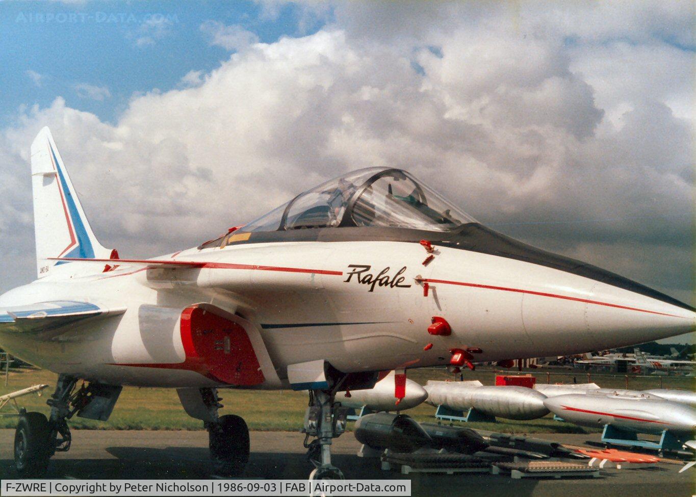 F-ZWRE, 1986 Dassault Rafale A C/N 01, This Rafale prototype was displayed at the 1986 Farnborough Airshow.