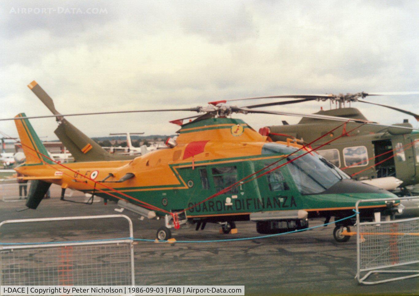 I-DACE, 1984 Agusta A-109K-2 C/N 7340, This Agusta A-109K, later to carry Italian military serial MM81221, was present at the 1986 Farnborough Airshow.