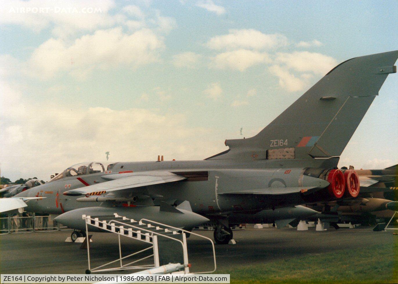 ZE164, 1986 Panavia Tornado F.3 C/N 532/AS017/3239, This Tornado F.3 was present at the 1986 Farnborough Airshow.