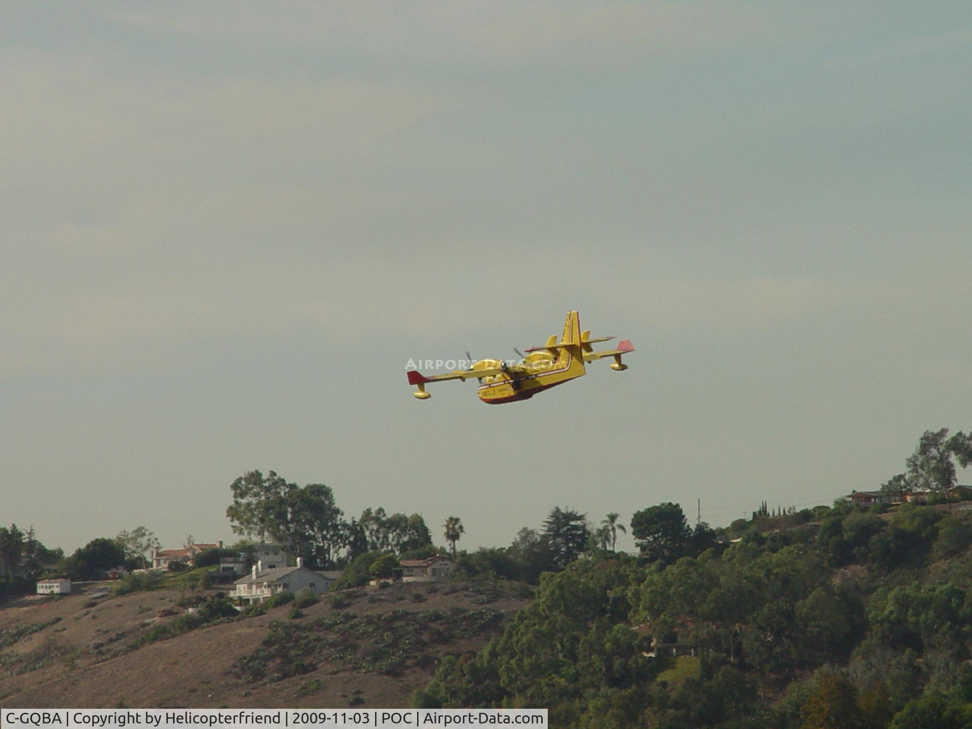 C-GQBA, 1995 Canadair CL-215-6B11 CL-415 C/N 2005, Dropping down for water scoop at Puddingstone Lake