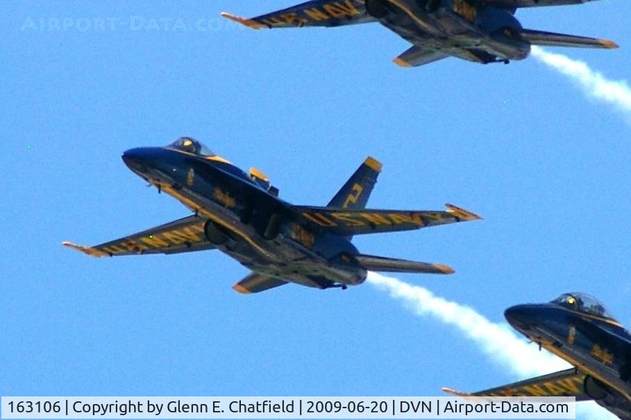 163106, McDonnell Douglas F/A-18A Hornet C/N 0495, Blue Angel 2 at the Quad Cities airshow.  I'm shooting into the sun -argh!