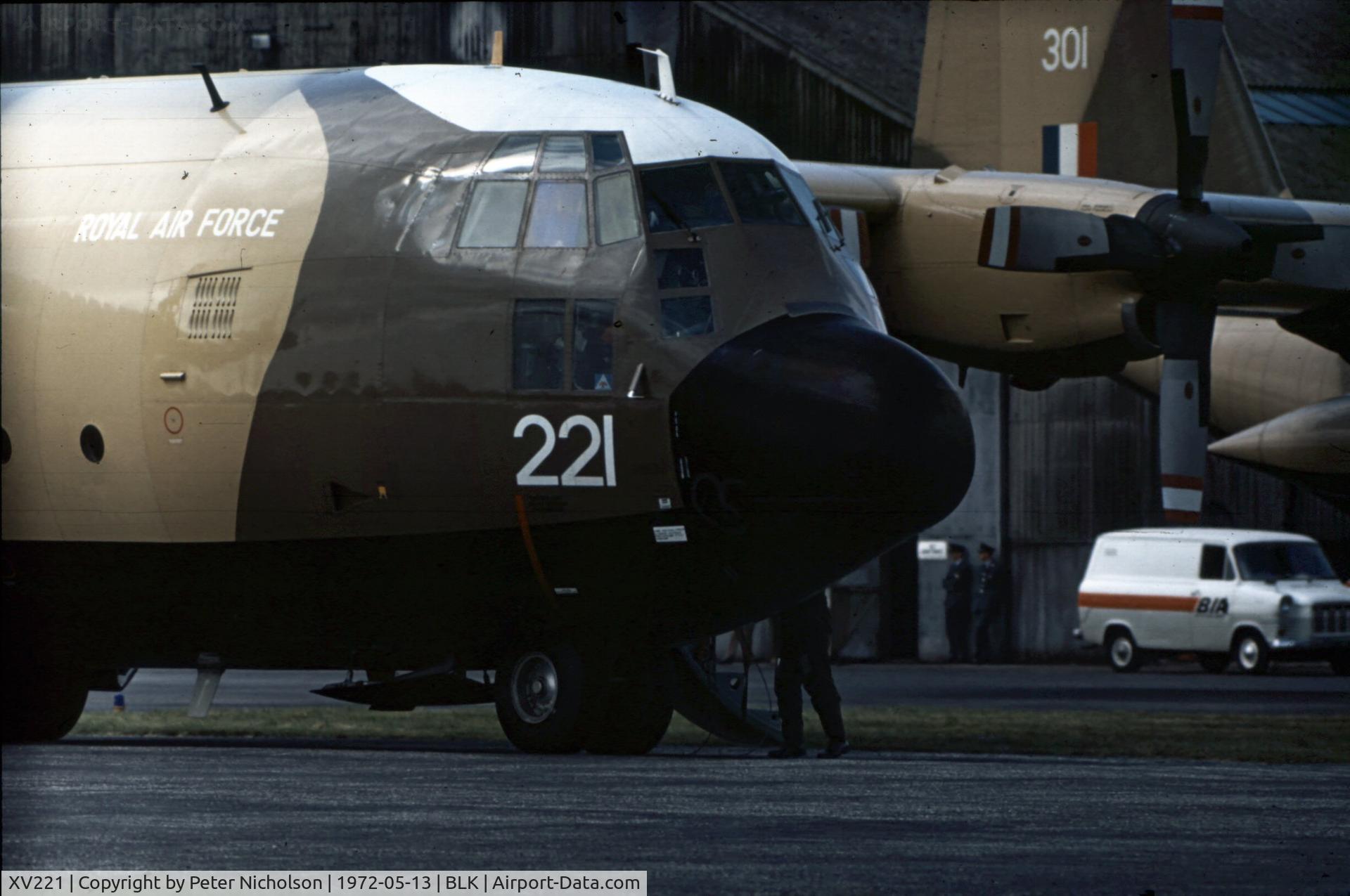 XV221, 1967 Lockheed C-130K Hercules C.1 C/N 382-4251, Hercules C.1 of the Lyneham Transport Wing seen at Blackpool in May 1972.