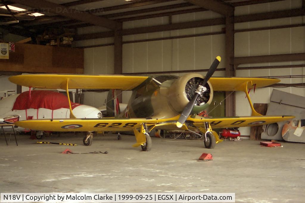 N18V, 1944 Beech D17S Staggerwing C/N 6869, Beech D17S Staggerwing at North Weald. Previously 44-67761 (UC-43), FT507 (Traveller 1), and NC18 (D17S). Painted as DR628.