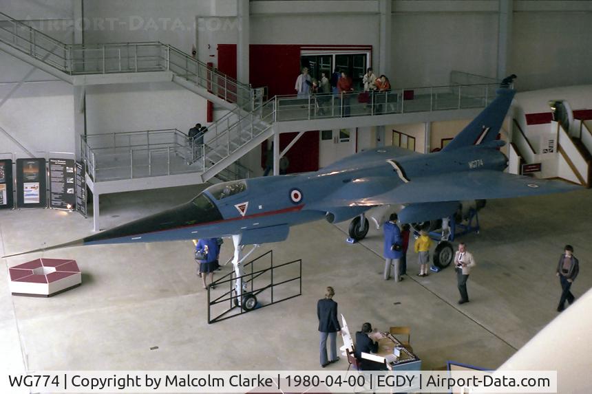 WG774, BAC 221 C/N F.9421, BAC 221. On display in the Fleet Air Arm Museum.  The BAC 221 was a converted Fairey Delta 2 used for aerodynamic research into Concorde's ogive wing planform.